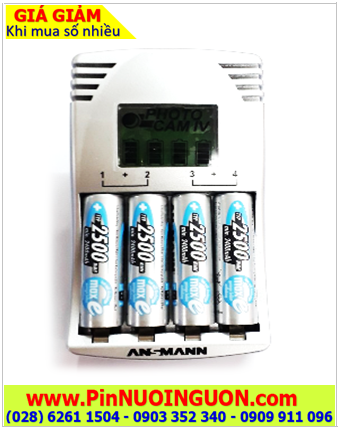 Ansman Photocam IV _Bộ sạc pin Máy ảnh Photocam IV kèm 4 pin sạc Ansman AA2500mAh 1.2v